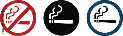No smoking no vaping and smoking area sign set. Forbidden sign icon isolated on white background vector illustration.  
