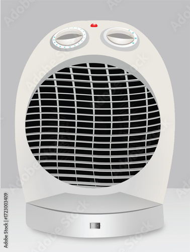 Retro Room Heater - Vector Illustration in White