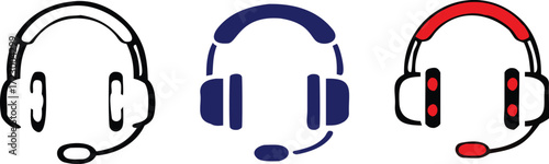 Customer service icon. Contact support agent button. Headset with speech bubble vector illustration. Call center operator symbol. . Earphones with microphone speech bubble. 