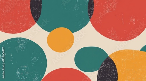 Abstract Retro Circle Pattern with Grunge Texture Background Design