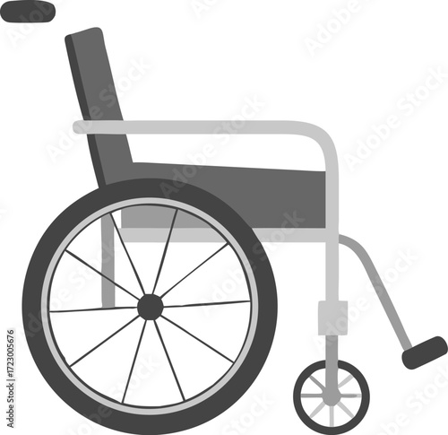 An empty vintage medical wheelchair on a white background