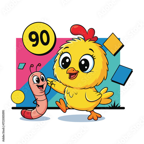 vector illustration of chicken and worms