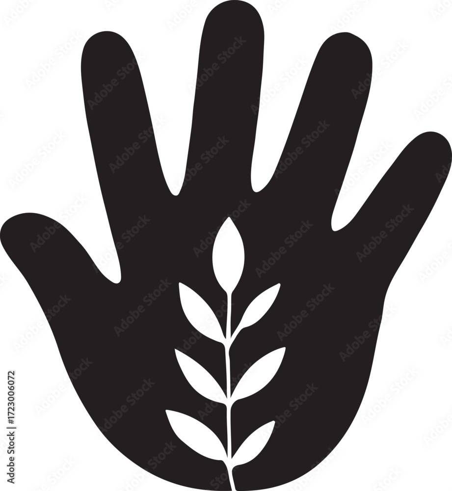 Obraz premium hand with leaf vector