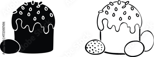 Solid glyph vector icon of a sweet muffin or cupcake for a bakery dessert representing a delicious homemade pastry and party snack food 
