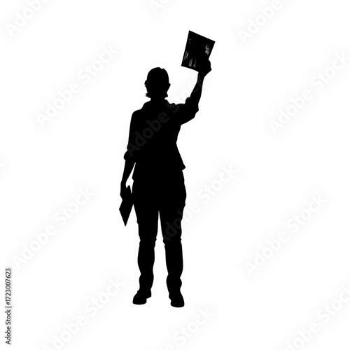 Parole officer raising awareness with a poster silhouette