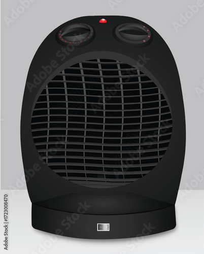 Modern Home Heater - Vector Illustration in Black 
