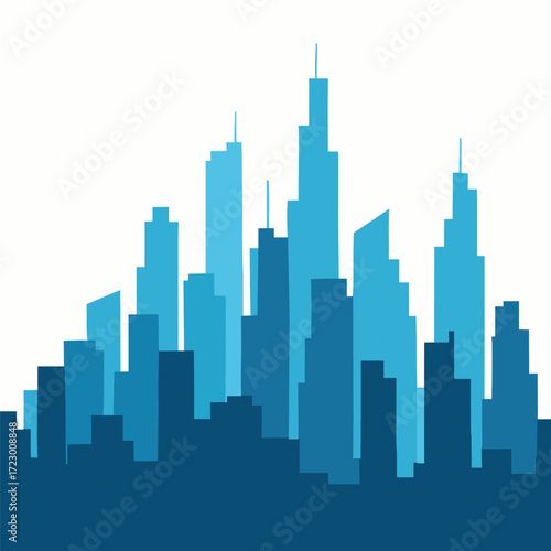 Set of cityscape background. Skyline silhouettes. Modern architecture. Horizontal banner with megapolis panorama. Building icon. Vector illustration. City silhouettes