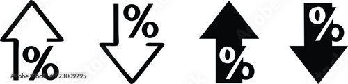 percentage icons, percent arrows icon set . with increase arrow up icon, decrease arrow down icon . profit and lose money vector icons 
