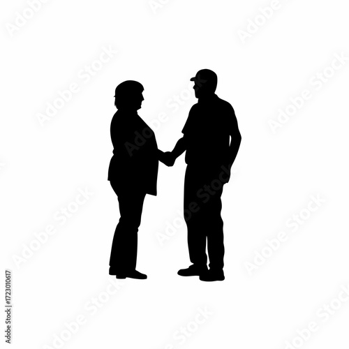 Parole officer and parolee shaking hands silhouette for successful reintegration