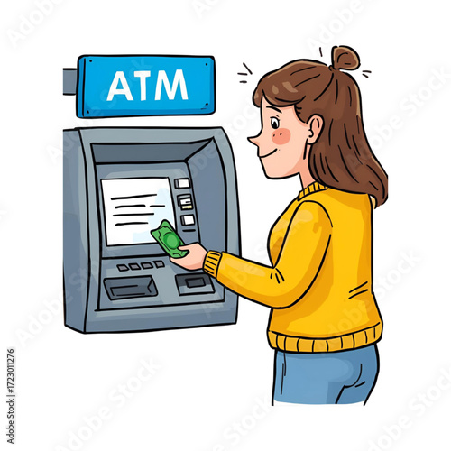 woman using atm machine