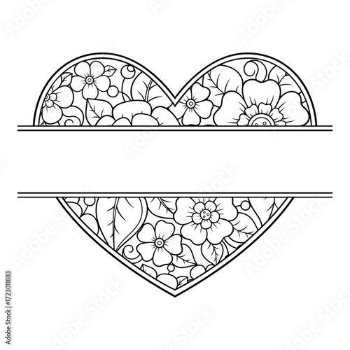 Frame in eastern tradition. Stylized with henna tattoos decorative pattern for decorating covers for book, notebook, casket, magazine, postcard and folder. Flower Heart in mehndi style.
