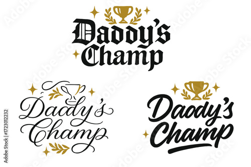 Daddy's Champ Calligraphy. Daddy’s champ. Create a calligraphy lettering illustration of the phrase: Daddy’s