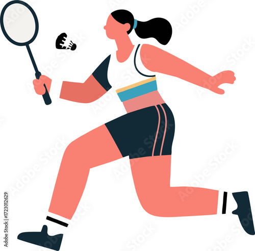 Female badminton athletes are playing
