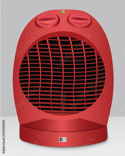 Portable Electric Fan Heater - Vector Illustration in Red 
