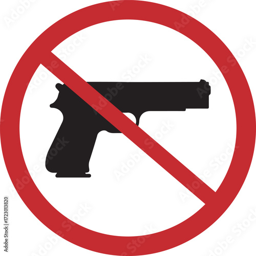 no gun allowed sign firearm prohibition symbol for public safety, security, and weapon-free zones