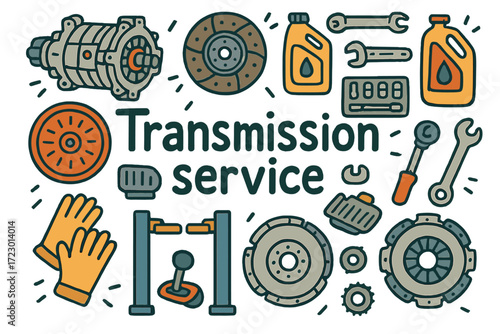 Transmission Service Doodle. Transmission service. Hand-drawn doodle illustration of transmission service.