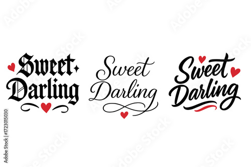 Sweet Darling Calligraphy. Sweet darling. Create a calligraphy lettering illustration of the phrase: Sweet