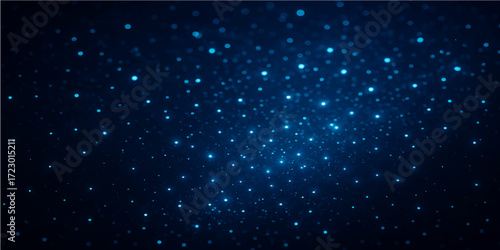 Abstract blue starry night sky background with cosmic particles light