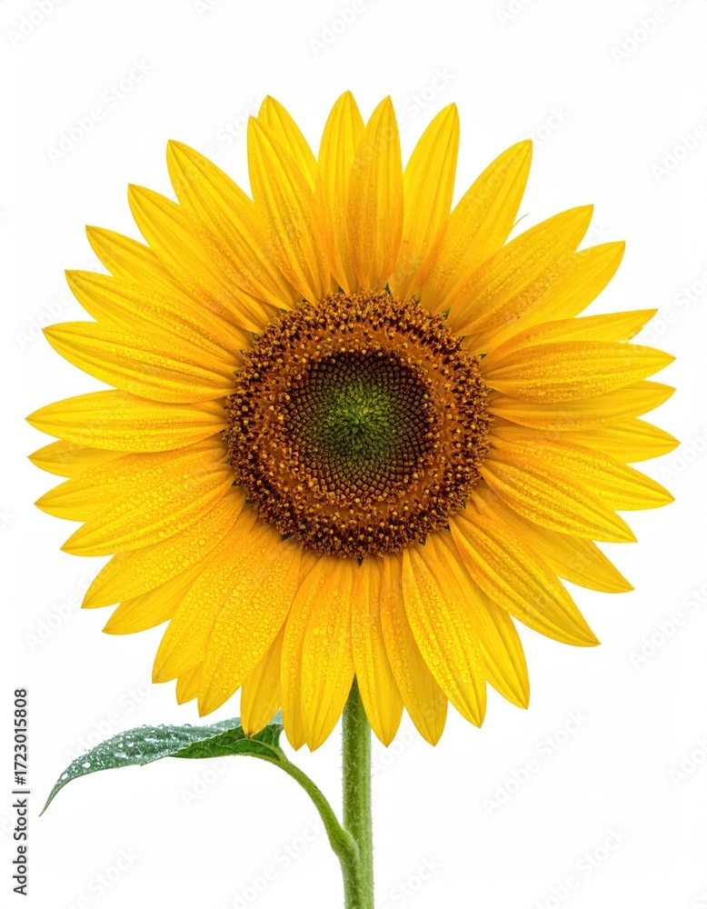Fototapeta premium Single yellow sunflower isolated on white background