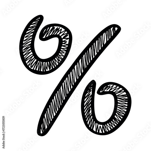 Hand drawn percentage symbol clipart Percent doodle Discount voucher sign Income tax Single element for design