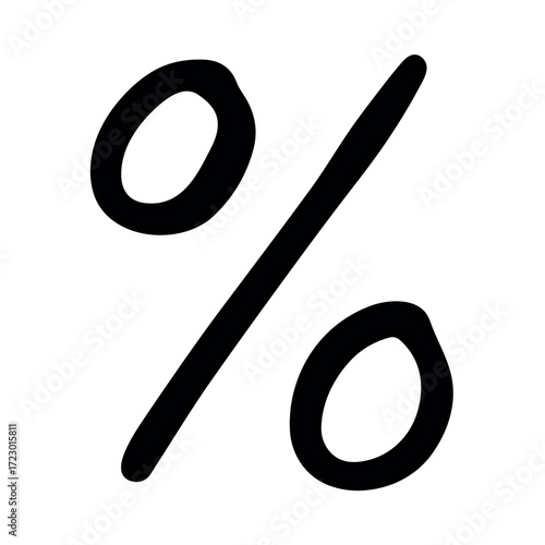 Hand drawn percentage symbol clipart Percent doodle Discount voucher sign Income tax Single element for design