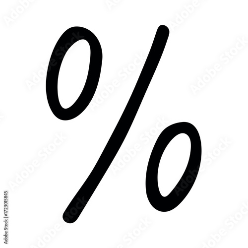 Hand drawn percentage symbol clipart Percent doodle Discount voucher sign Income tax Single element for design