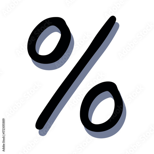 Hand drawn percentage symbol clipart Percent doodle Discount voucher sign Income tax Single element for design