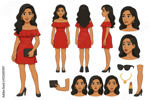 Fashion Character Constructor. Cartoon realistic vector illustration, Character constructor style, isolated