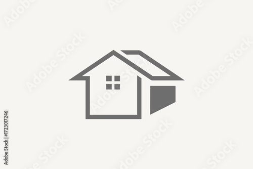 Line art home and shadow logo