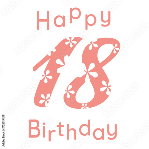 18 happy birthday delicate ash pink design with daisy print on transparent background