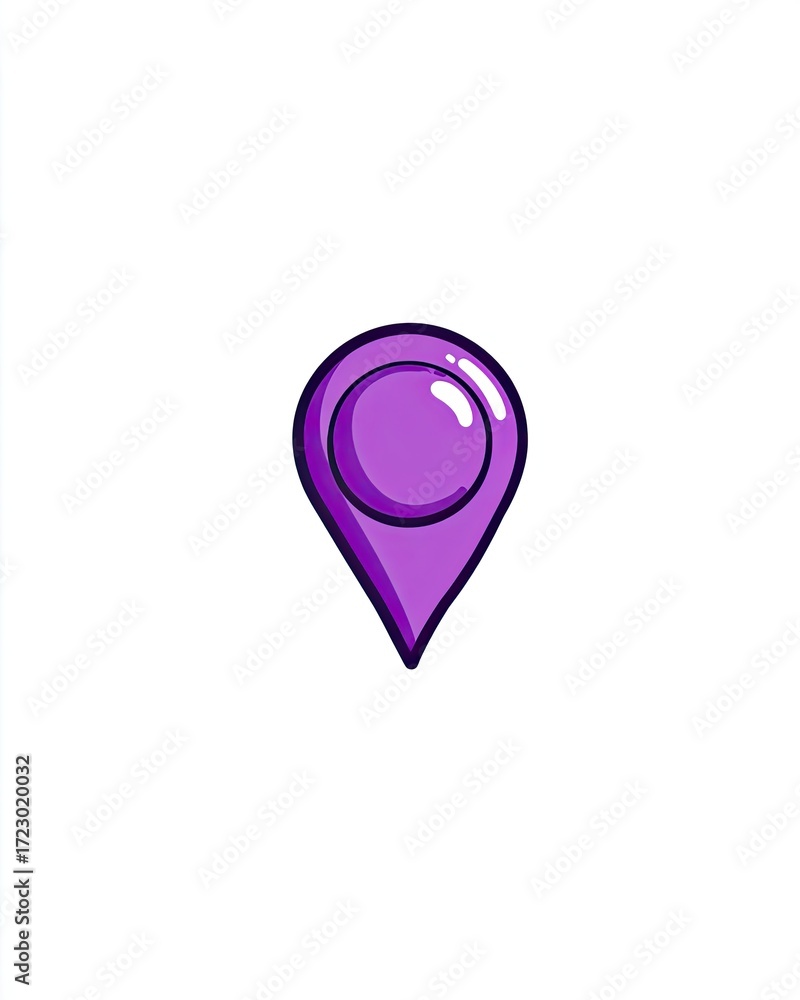 Fototapeta premium Purple cartoon map pin, simple design