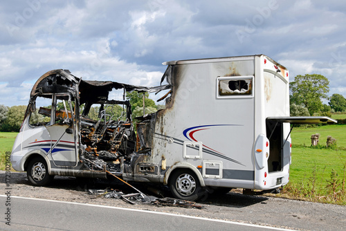 D859280 Burnt-out camper van