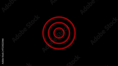 Abstract Red Concentric Circles Pulsating Glow on Black Background Minimalist Geometric Motion Graphic