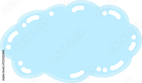 Blue Speech Bubble Frame – Hand Drawn Pastel Water Drop Banner for Cute Text and Message PNG
