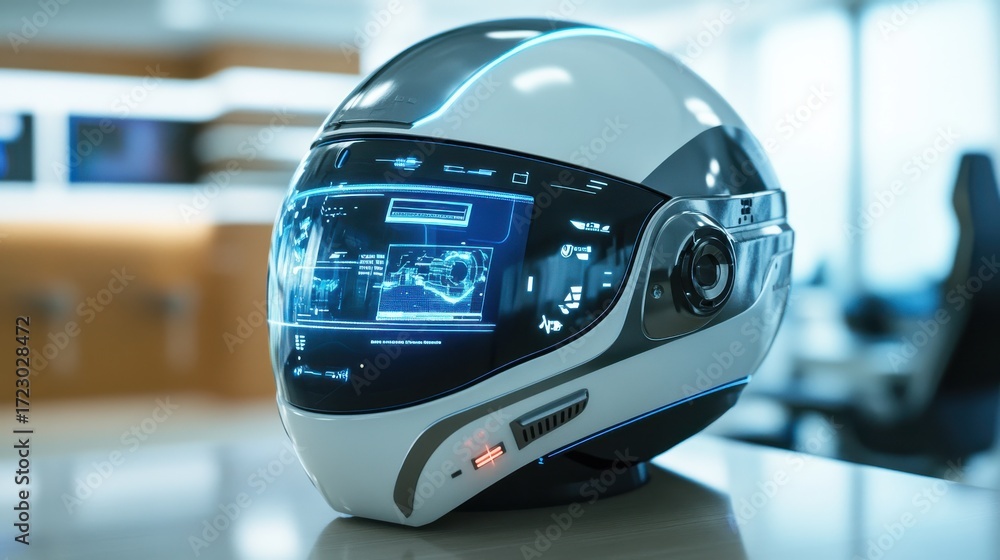 Fototapeta premium A futuristic helmet for kids with a built-in heads-up display, sci-fi inspired