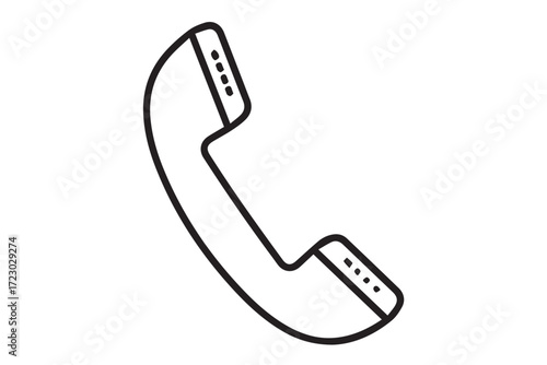 Black and white outline of a telephone handset isolated on Transparent Background