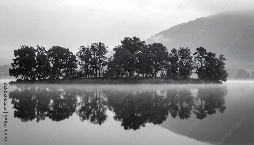 Fototapeta premium Moody island reflection scene