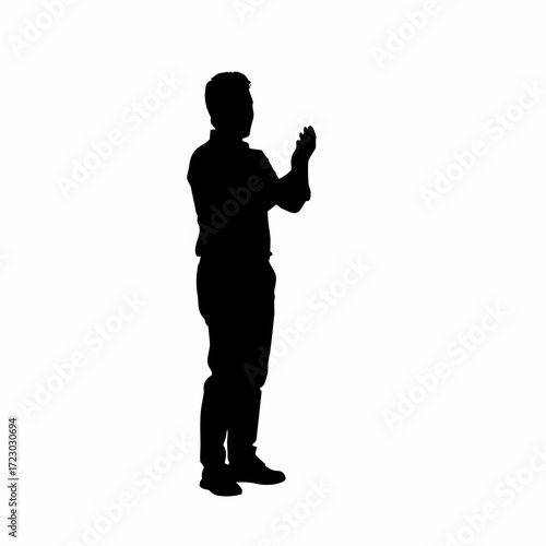 School counselor clapping for group achievement silhouette