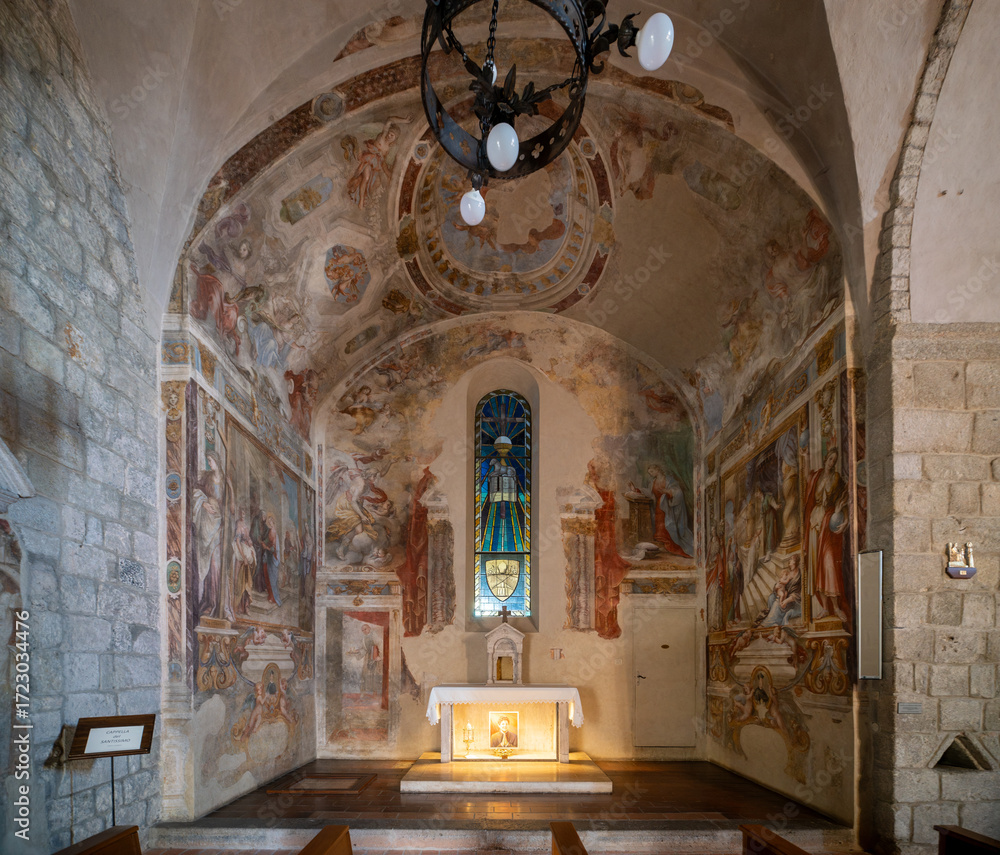 Obraz premium Cappella Madonna della Pieve, Abbazia di San Salvatore, romanesque styled medieval church in Tuscany, Italy