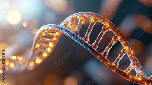 Digital art of illuminated dna strands in a futuristic sci-fi setting genetic exploration close-up
