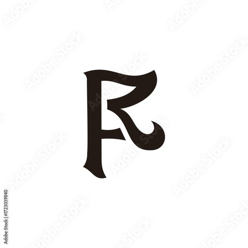 letter fr simple curve vintage design logo vector