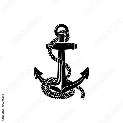 Nautical Anchor with Coiled Rope Design