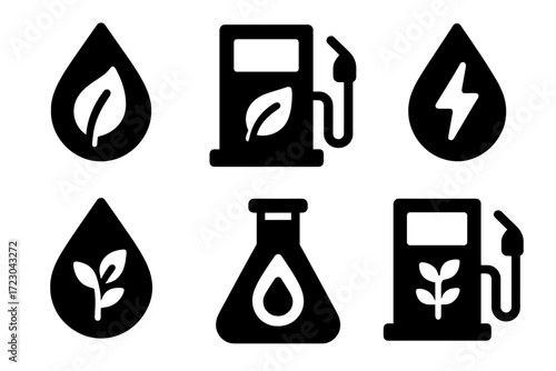 Icons symbolizing renewable energy and biofuel solutions