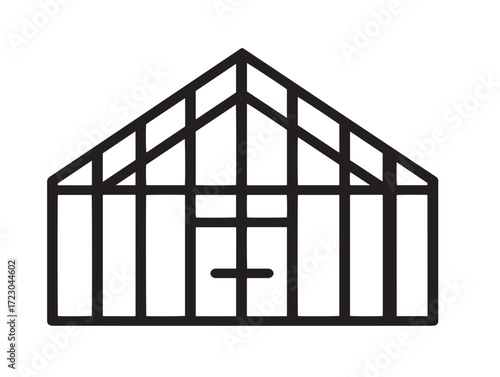 Modern Greenhouse Icon in Clean Elegant Minimal Vector Line Artwork