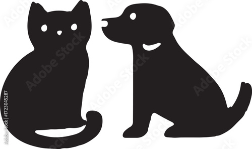 cat and dog silhouette	