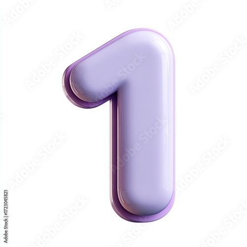 Light purple, rounded number one, 3D effect