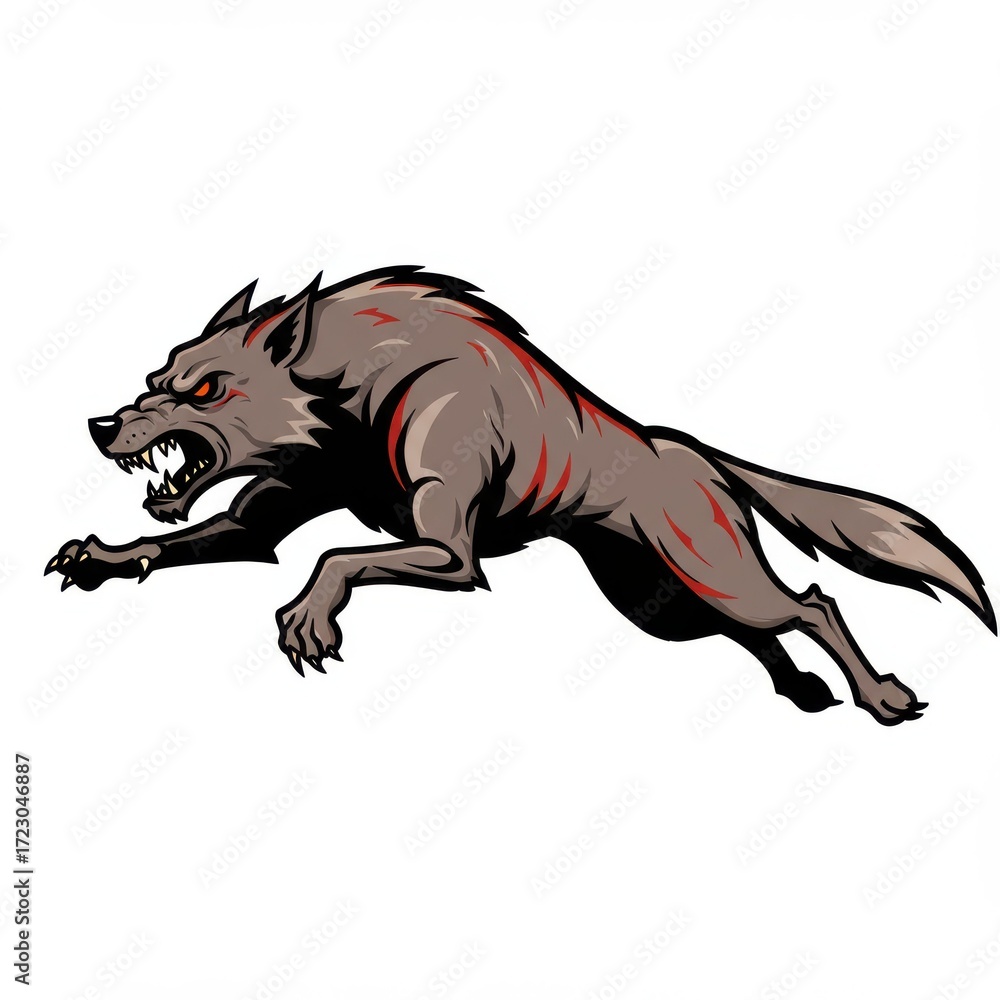 Obraz premium Fierce Running Wolf Logo Illustration