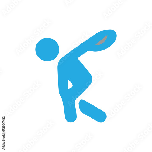 Athletic silhouette of a person in motion, playing a sport with a disc or frisbee