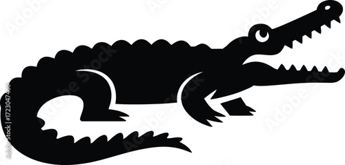 Black crocodile open mouth sharp teeth silhouette alligator