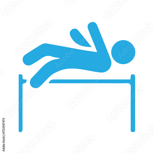 Athletic sports pictogram of a person jumping over a high bar, representing the sport of high jump